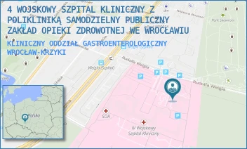 KLINICZNY ODDZIAŁ GASTROENTEROLOGICZNY - 4 WOJSKOWY SZPITAL KLINICZNY Z POLIKLINIKĄ SAMODZIELNY PUBLICZNY ZAKŁAD OPIEKI ZDROWOTNEJ WE WROCŁAWIU - UL. RUDOLFA WEIGLA 5,  WROCŁAW-KRZYKI