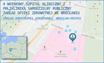 ZAKŁAD ENDOSKOPII ZABIEGOWEJ - 4 WOJSKOWY SZPITAL KLINICZNY Z POLIKLINIKĄ SAMODZIELNY PUBLICZNY ZAKŁAD OPIEKI ZDROWOTNEJ WE WROCŁAWIU - UL. RUDOLFA WEIGLA 5,  WROCŁAW-KRZYKI