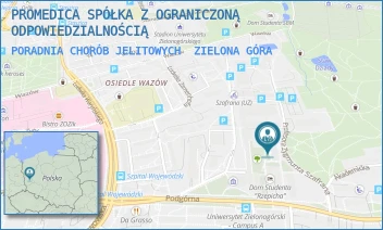 PORADNIA CHORÓB JELITOWYCH - PROMEDICA SPÓŁKA Z OGRANICZONĄ ODPOWIEDZIALNOŚCIĄ - UL. PROFESORA ZYGMUNTA SZAFRANA 8,  ZIELONA GÓRA