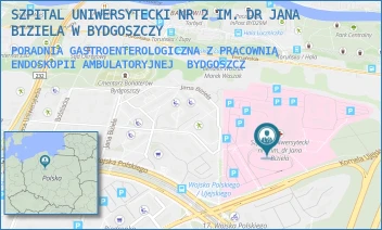PORADNIA GASTROENTEROLOGICZNA Z PRACOWNIĄ ENDOSKOPII AMBULATORYJNEJ - SZPITAL UNIWERSYTECKI NR 2 IM. DR JANA BIZIELA W BYDGOSZCZY - UJEJSKIEGO 75,  BYDGOSZCZ