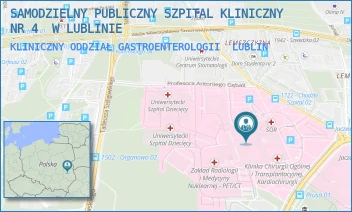 KLINICZNY ODDZIAŁ GASTROENTEROLOGII - UNIWERSYTECKI SZPITAL KLINICZNY NR 4 W LUBLINIE - DR. K. JACZEWSKIEGO 8,  LUBLIN