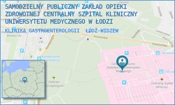 KLINIKA GASTROENTEROLOGII - SAMODZIELNY PUBLICZNY ZAKŁAD OPIEKI ZDROWOTNEJ CENTRALNY SZPITAL KLINICZNY UNIWERSYTETU MEDYCZNEGO W ŁODZI - UL. POMORSKA 251,  ŁÓDŹ-WIDZEW