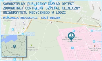 PRACOWNIA ENDOSKOPII - SAMODZIELNY PUBLICZNY ZAKŁAD OPIEKI ZDROWOTNEJ CENTRALNY SZPITAL KLINICZNY UNIWERSYTETU MEDYCZNEGO W ŁODZI - UL. POMORSKA 251,  ŁÓDŹ-WIDZEW