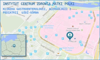 KLINIKA GASTROENTEROLOGII, ALERGOLOGII I PEDIATRII - INSTYTUT CENTRUM ZDROWIA MATKI POLKI - UL. RZGOWSKA 281/289,  ŁÓDŹ-GÓRNA