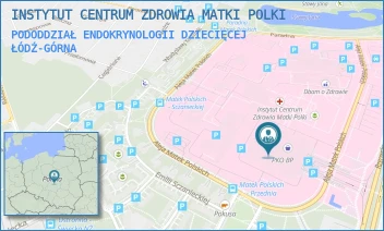 PODODDZIAŁ ENDOKRYNOLOGII DZIECIĘCEJ - INSTYTUT CENTRUM ZDROWIA MATKI POLKI - UL. RZGOWSKA 281/289,  ŁÓDŹ-GÓRNA