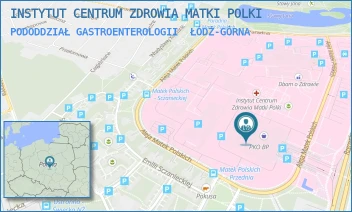 PODODDZIAŁ GASTROENTEROLOGII - INSTYTUT CENTRUM ZDROWIA MATKI POLKI - UL. RZGOWSKA 281/289,  ŁÓDŹ-GÓRNA