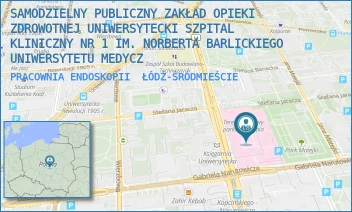 PRACOWNIA ENDOSKOPII - SAMODZIELNY PUBLICZNY ZAKŁAD OPIEKI ZDROWOTNEJ UNIWERSYTECKI SZPITAL KLINICZNY NR 1 IM. NORBERTA BARLICKIEGO UNIWERSYTETU MEDYCZ - UL. DR. STEFANA KOPCIŃSKIEGO 22,  ŁÓDŹ-ŚRÓDMIEŚCIE