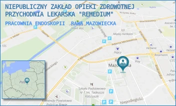 PRACOWNIA ENDOSKOPII - NIEPUBLICZNY ZAKŁAD OPIEKI ZDROWOTNEJ PRZYCHODNIA LEKARSKA "REMEDIUM" - UL. POLNA 2B,  RAWA MAZOWIECKA