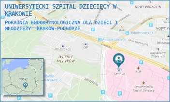 PORADNIA ENDOKRYNOLOGICZNA DLA DZIECI I MŁODZIEŻY - UNIWERSYTECKI SZPITAL DZIECIĘCY W KRAKOWIE - UL. WIELICKA 265,  KRAKÓW-PODGÓRZE