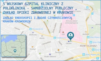 ZAKŁAD ENDOSKOPII I BADAŃ CZYNNOŚCIOWYCH - 5 WOJSKOWY SZPITAL KLINICZNY Z POLIKLINIKĄ - SAMODZIELNY PUBLICZNY ZAKŁAD OPIEKI ZDROWOTNEJ W KRAKOWIE - UL. WROCŁAWSKA 1-3,  KRAKÓW-KROWODRZA