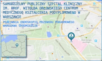 PRACOWNIA ENDOSKOPII PRZEWODU POKARMOWEGO - SAMODZIELNY PUBLICZNY SZPITAL KLINICZNY IM. PROF. WITOLDA ORŁOWSKIEGO CENTRUM MEDYCZNEGO KSZTAŁCENIA PODYPLOMOWEGO W WARSZAWIE - CZERNIAKOWSKA 231,  WARSZAWA ŚRÓDMIEŚCIE