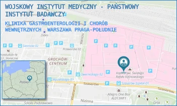 KLINIKA GASTROENTEROLOGII I CHORÓB WEWNĘTRZNYCH - WOJSKOWY INSTYTUT MEDYCZNY - PAŃSTWOWY INSTYTUT BADAWCZY - SZASERÓW 128,  WARSZAWA PRAGA-POŁUDNIE