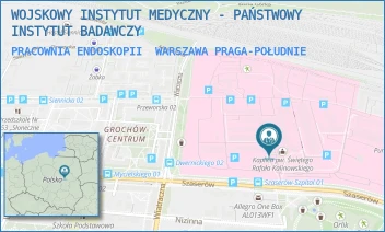 PRACOWNIA ENDOSKOPII - WOJSKOWY INSTYTUT MEDYCZNY - PAŃSTWOWY INSTYTUT BADAWCZY - SZASERÓW 128,  WARSZAWA PRAGA-POŁUDNIE