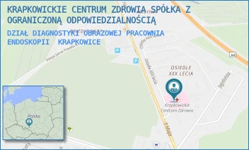 DZIAŁ DIAGNOSTYKI OBRAZOWEJ PRACOWNIA ENDOSKOPII - KRAPKOWICKIE CENTRUM ZDROWIA SPÓŁKA Z OGRANICZONĄ ODPOWIEDZIALNOŚCIĄ - UL. OŚ. XXX-LECIA 21,  KRAPKOWICE