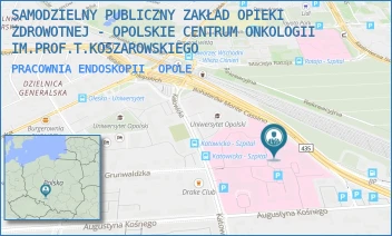 PRACOWNIA ENDOSKOPII - SAMODZIELNY PUBLICZNY ZAKŁAD OPIEKI ZDROWOTNEJ - OPOLSKIE CENTRUM ONKOLOGII IM.PROF.T.KOSZAROWSKIEGO - UL. KATOWICKA 66A,  OPOLE