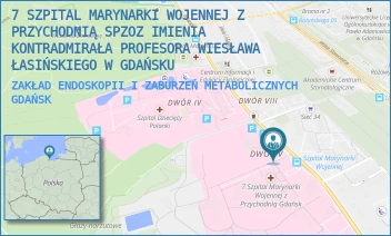 ZAKŁAD ENDOSKOPII I ZABURZEŃ METABOLICZNYCH - 7 SZPITAL MARYNARKI WOJENNEJ Z PRZYCHODNIĄ SPZOZ IMIENIA KONTRADMIRAŁA PROFESORA WIESŁAWA ŁASIŃSKIEGO W GDAŃSKU - UL. POLANKI 117,  GDAŃSK