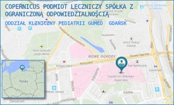 ODDZIAŁ KLINICZNY PEDIATRII GUMED - COPERNICUS PODMIOT LECZNICZY SPÓŁKA Z OGRANICZONĄ ODPOWIEDZIALNOŚCIĄ - UL. NOWE OGRODY 1-6,  GDAŃSK