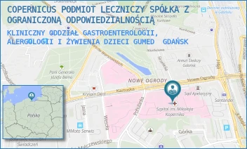KLINICZNY ODDZIAŁ GASTROENTEROLOGII, ALERGOLOGII I ŻYWIENIA DZIECI GUMED - COPERNICUS PODMIOT LECZNICZY SPÓŁKA Z OGRANICZONĄ ODPOWIEDZIALNOŚCIĄ - UL. NOWE OGRODY 1-6,  GDAŃSK