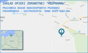 PRACOWNIA BADAŃ ENDOSKOPOWYCH PRZEWODU POKARMOWEGO - GASTROSKOPIA - ZAKŁAD OPIEKI ZDROWOTNEJ "MEDPHARMA" - UL. LEŚNA 1A,  NOWA WIEŚ RZECZNA
