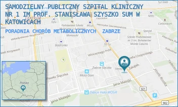 PORADNIA CHORÓB METABOLICZNYCH - SAMODZIELNY PUBLICZNY SZPITAL KLINICZNY NR 1 IM PROF. STANISŁAWA SZYSZKO SUM W KATOWICACH - UL. 3 MAJA 13-15,  ZABRZE