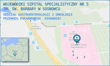 ODDZIAŁ GASTROENTEROLOGII I ONKOLOGII PRZEWODU POKARMOWEGO - WOJEWÓDZKI SZPITAL SPECJALISTYCZNY NR 5 IM. ŚW. BARBARY W SOSNOWCU - UL. PLAC MEDYKÓW 1,  SOSNOWIEC