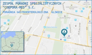 PORADNIA GASTROENTEROLOGICZNA - ZESPÓŁ PORADNI SPECJALISTYCZNYCH "CORPORA-MED" S.C. - UL. FRANCISZKA ZUBRZYCKIEGO 18,  GLIWICE