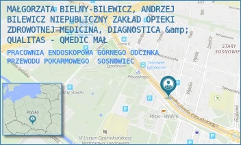 PRACOWNIA ENDOSKOPOWA GÓRNEGO ODCINKA PRZEWODU POKARMOWEGO - MAŁGORZATA BIELNY-BILEWICZ, ANDRZEJ BILEWICZ NIEPUBLICZNY ZAKŁAD OPIEKI ZDROWOTNEJ MEDICINA, DIAGNOSTICA &amp; QUALITAS - QMEDIC MAŁ - UL. MARSZ. JÓZEFA PIŁSUDSKIEGO 41,  SOSNOWIEC