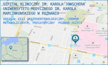 ODDZIAŁ XIII GASTROENTEROLOGICZNY, CHORÓB METABOLICZNYCH, PEDIATRYCZNY - SZPITAL KLINICZNY IM. KAROLA JONSCHERA UNIWERSYTETU MEDYCZNEGO IM. KAROLA MARCINKOWSKIEGO W POZNANIU - SZPITALNA 27/33,  POZNAŃ-JEŻYCE