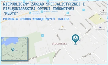 PORADNIA CHORÓB WEWNĘTRZNYCH - NIEPUBLICZNY ZAKŁAD SPECJALISTYCZNEJ I PIELĘGNIARSKIEJ OPIEKI ZDROWOTNEJ "MEDYK" - ZAGORZYNEK 34,  KALISZ