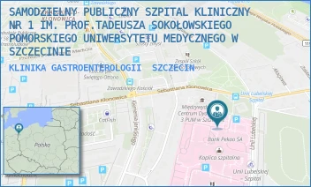 KLINIKA GASTROENTEROLOGII - UNIWERSYTECKI SZPITAL KLINICZNY NR 1 IM. PROF. TADEUSZA SOKOŁOWSKIEGO PUM W SZCZECINIE - UNII LUBELSKIEJ 1,  SZCZECIN