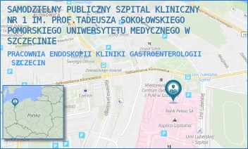 PRACOWNIA ENDOSKOPII KLINIKI GASTROENTEROLOGII - UNIWERSYTECKI SZPITAL KLINICZNY NR 1 IM. PROF. TADEUSZA SOKOŁOWSKIEGO PUM W SZCZECINIE - UNII LUBELSKIEJ 1,  SZCZECIN